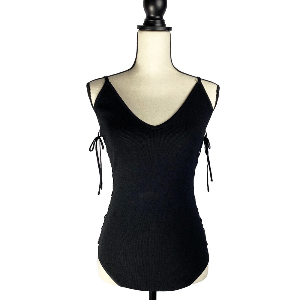Black lace up bodysuit